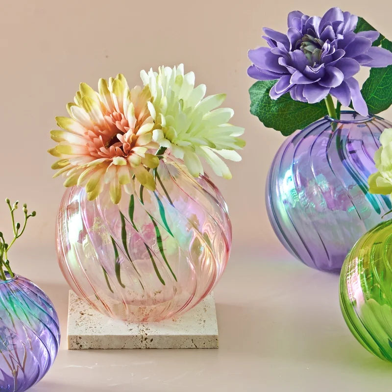 Glaskugel-Vase irisierend