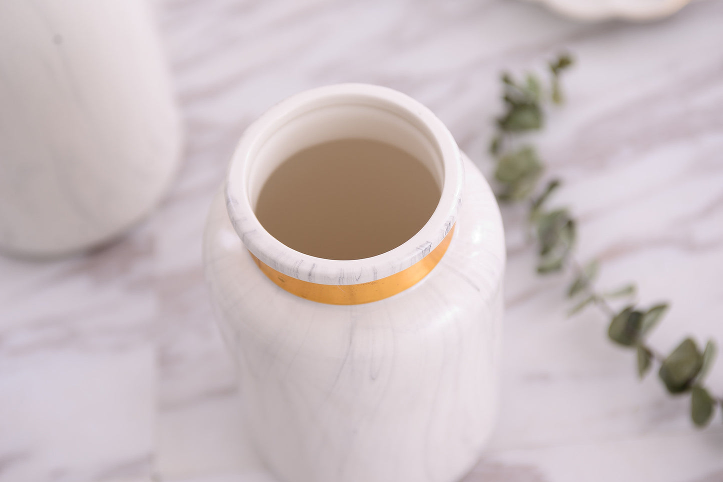 Keramikvase Marmor-Optik mit Gold
